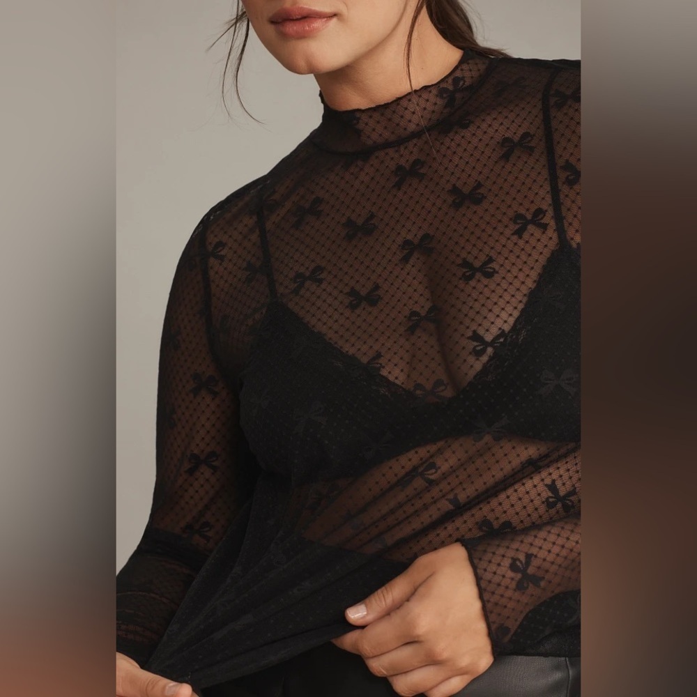 NWT Size XL -  Anthropologie lace Layering Turtleneck - Picture 2 of 8